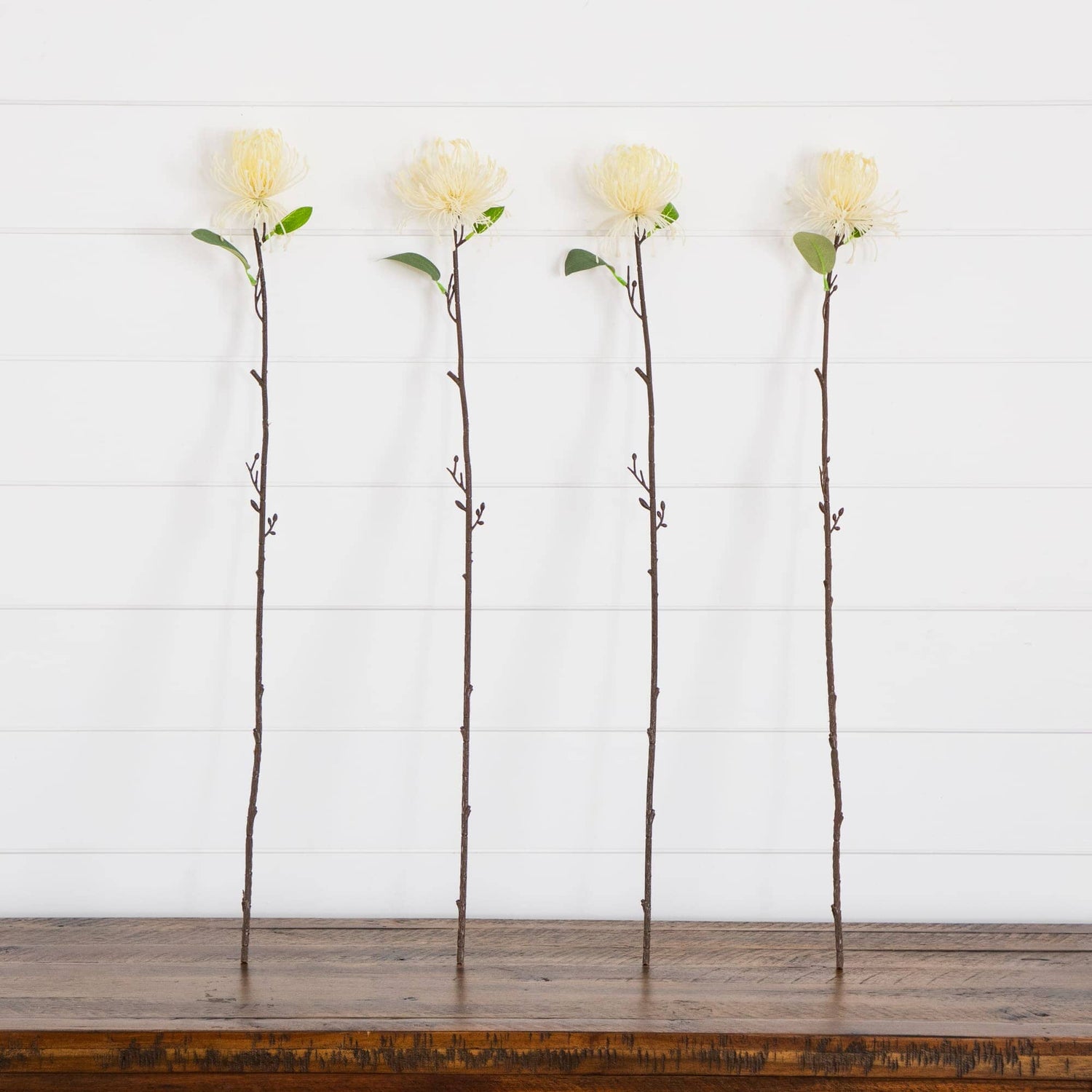 24" Artificial Pincushion Protea Flower Stem - Set of 4