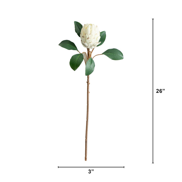 26" Artificial King Protea Flower Stems - Set of 4