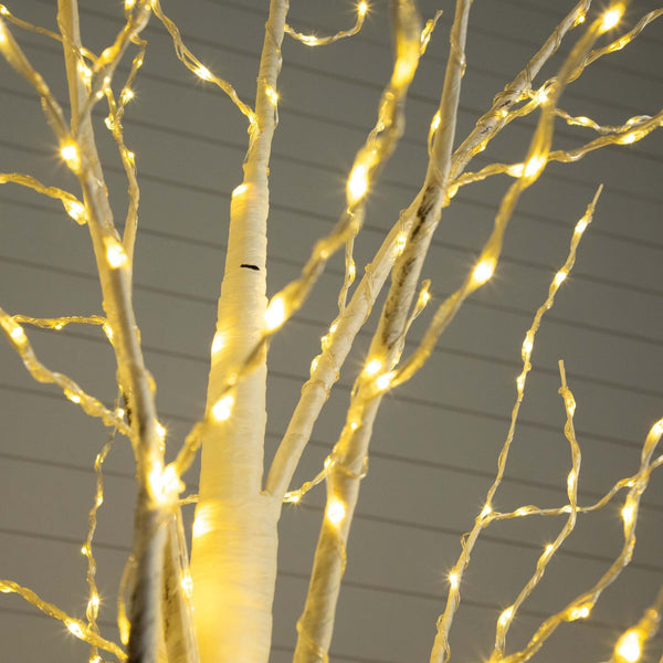 6’ Pre-Lit Artificial White Birch Tree with 92  Warm White LED Lights