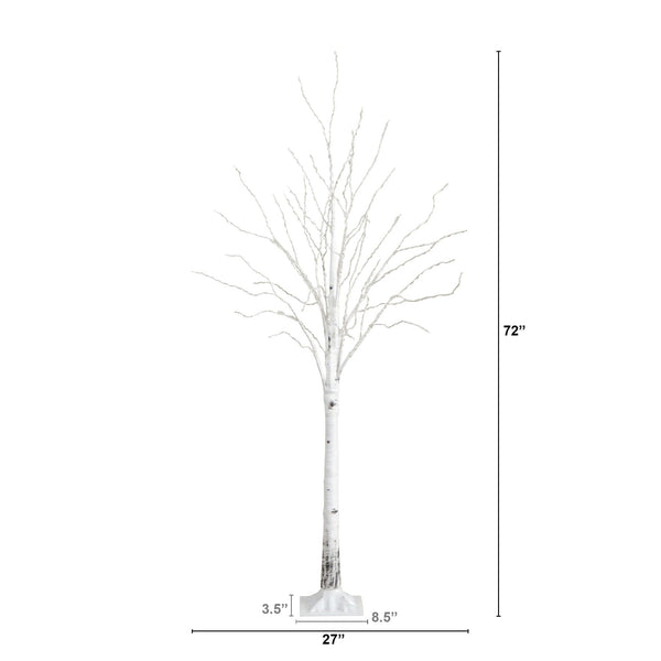6’ Pre-Lit Artificial White Birch Tree with 92  Warm White LED Lights