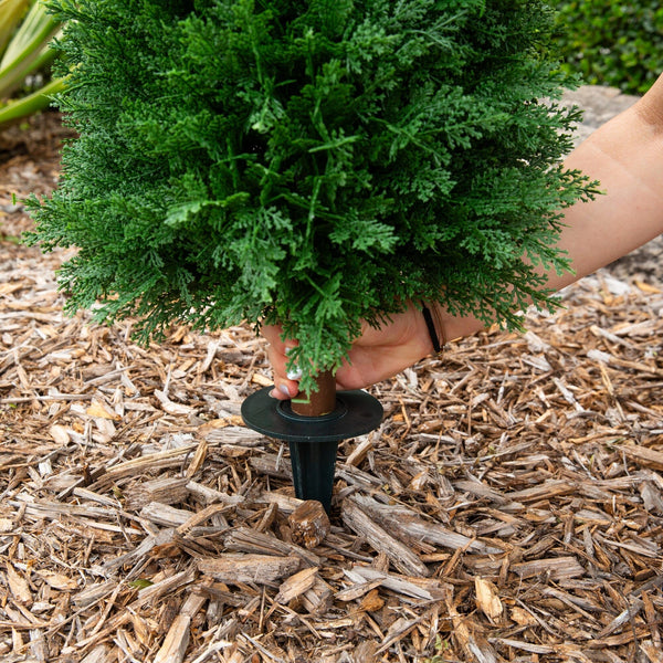 4' UV Resistant Artificial Cedar Plant with Integrated Ground Stake (Indoor/Outdoor) - Set of 2