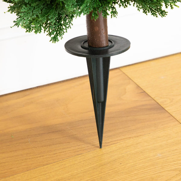 4' UV Resistant Artificial Cedar Plant with Integrated Ground Stake (Indoor/Outdoor) - Set of 2