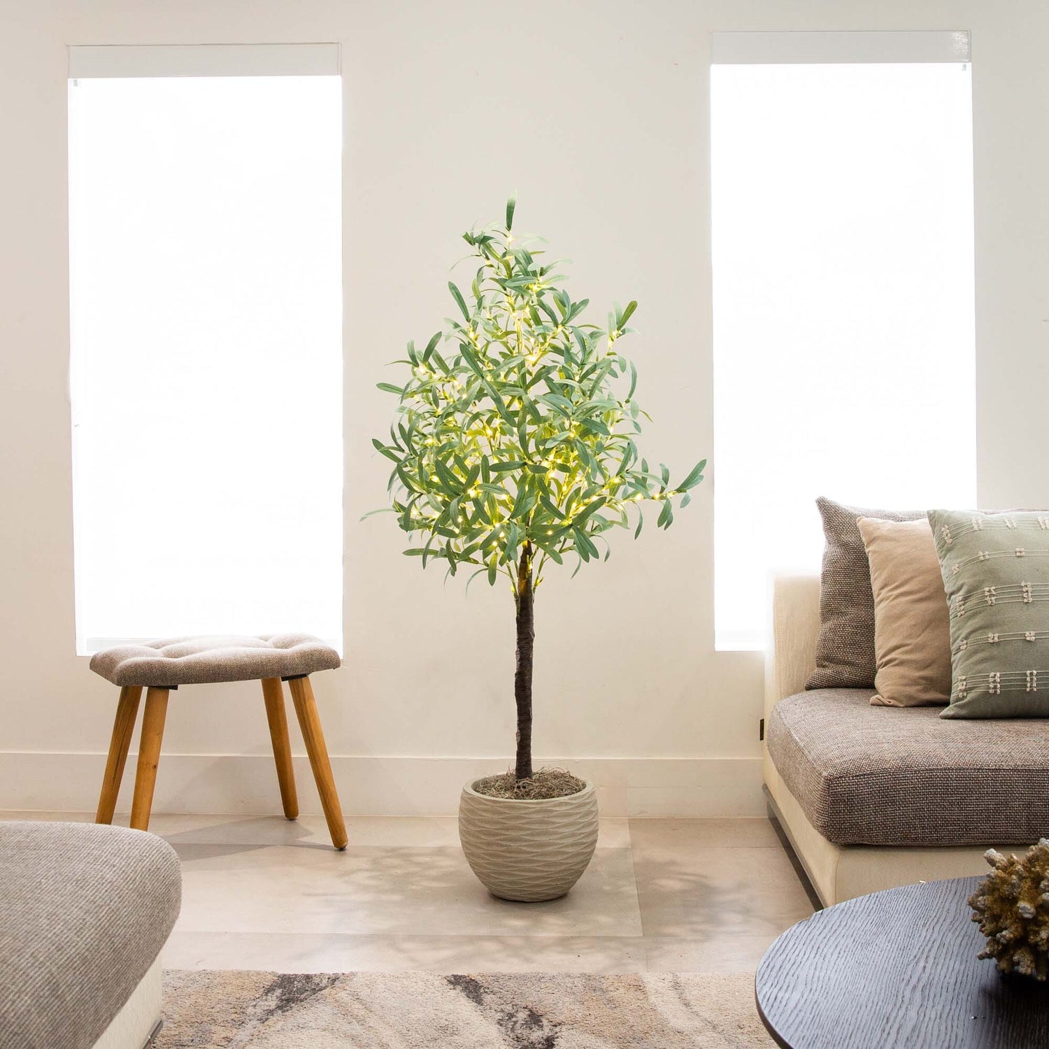 4’ Lighted Artificial Olive Tree with 240 Warm White LED Lights