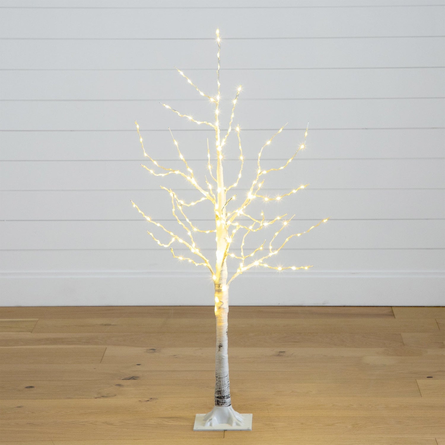 4’ Pre-Lit Artificial White Birch Tree with 180 Warm White LED Lights