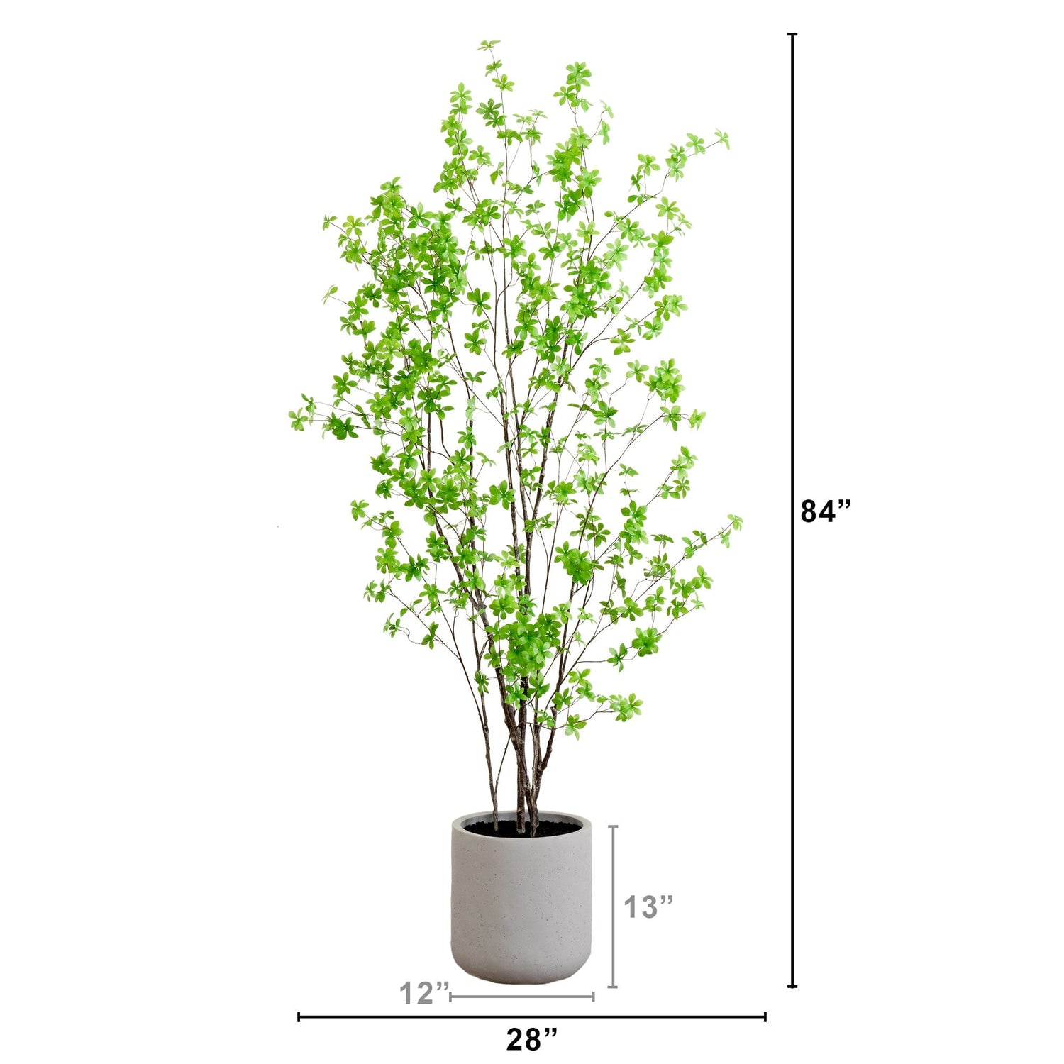 7’ Artificial Enkianthus Tree with Resin Stone Planter