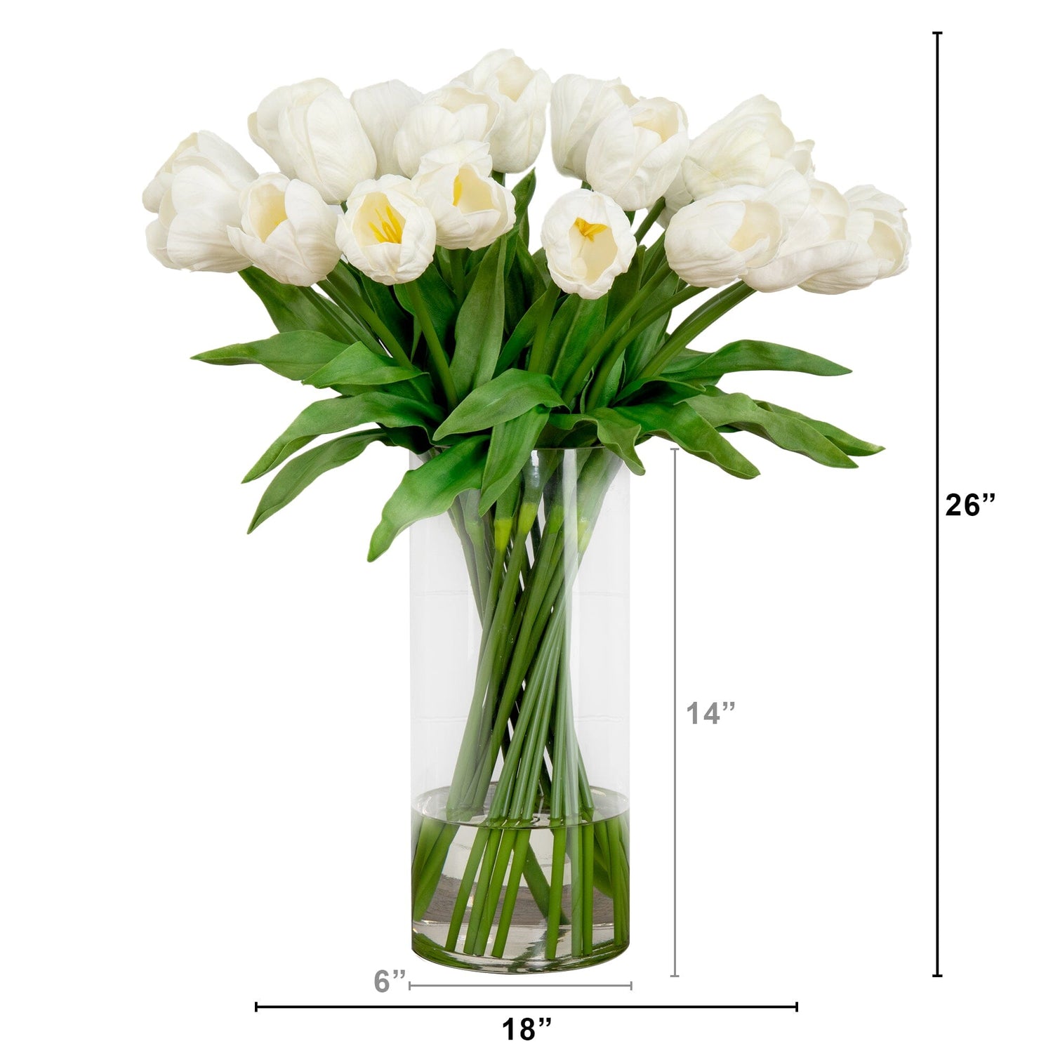 Signature Collection 26” Giant Tulip Artificial Arrangement in Glass Vase