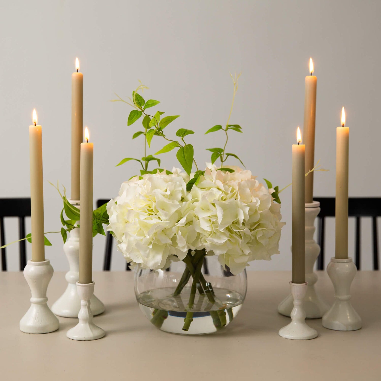Wedding Collection 18" Artificial Hydrangea Arrangement in Glass Vase