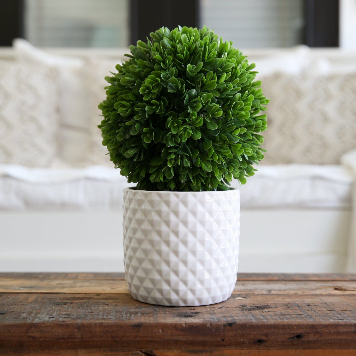 10" Artificial Boxwood Topiary Plant with Decorative Planter