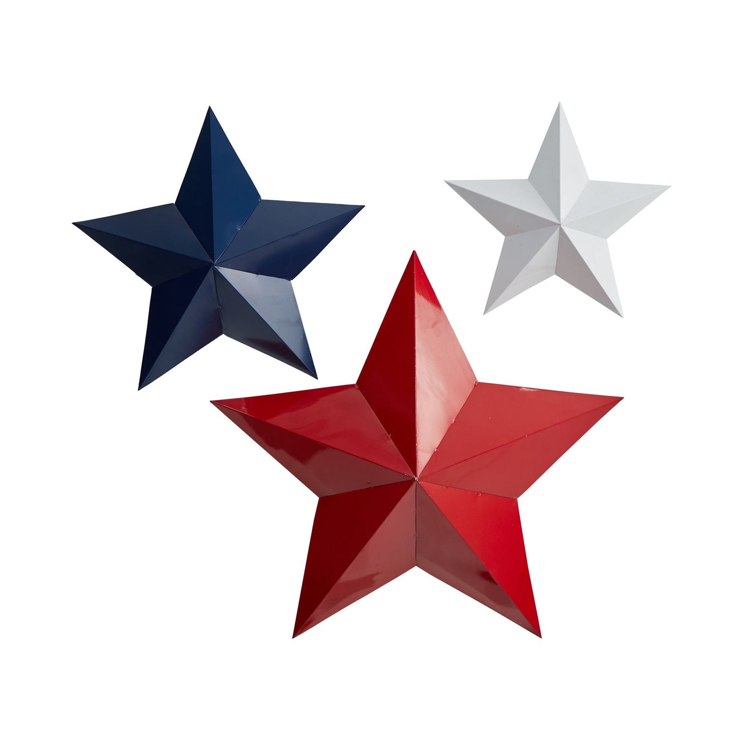 12”, 18” and 24” Americana Farmhouse Metal Stars Wall Decor Set (Set of 3)