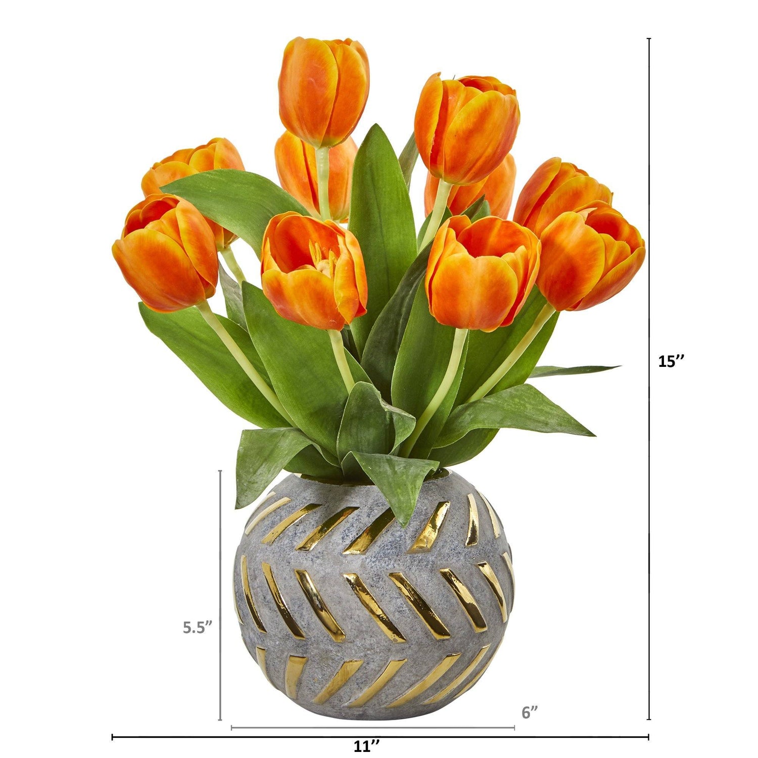 15” Tulip Artificial Arrangement in Decorative Vase