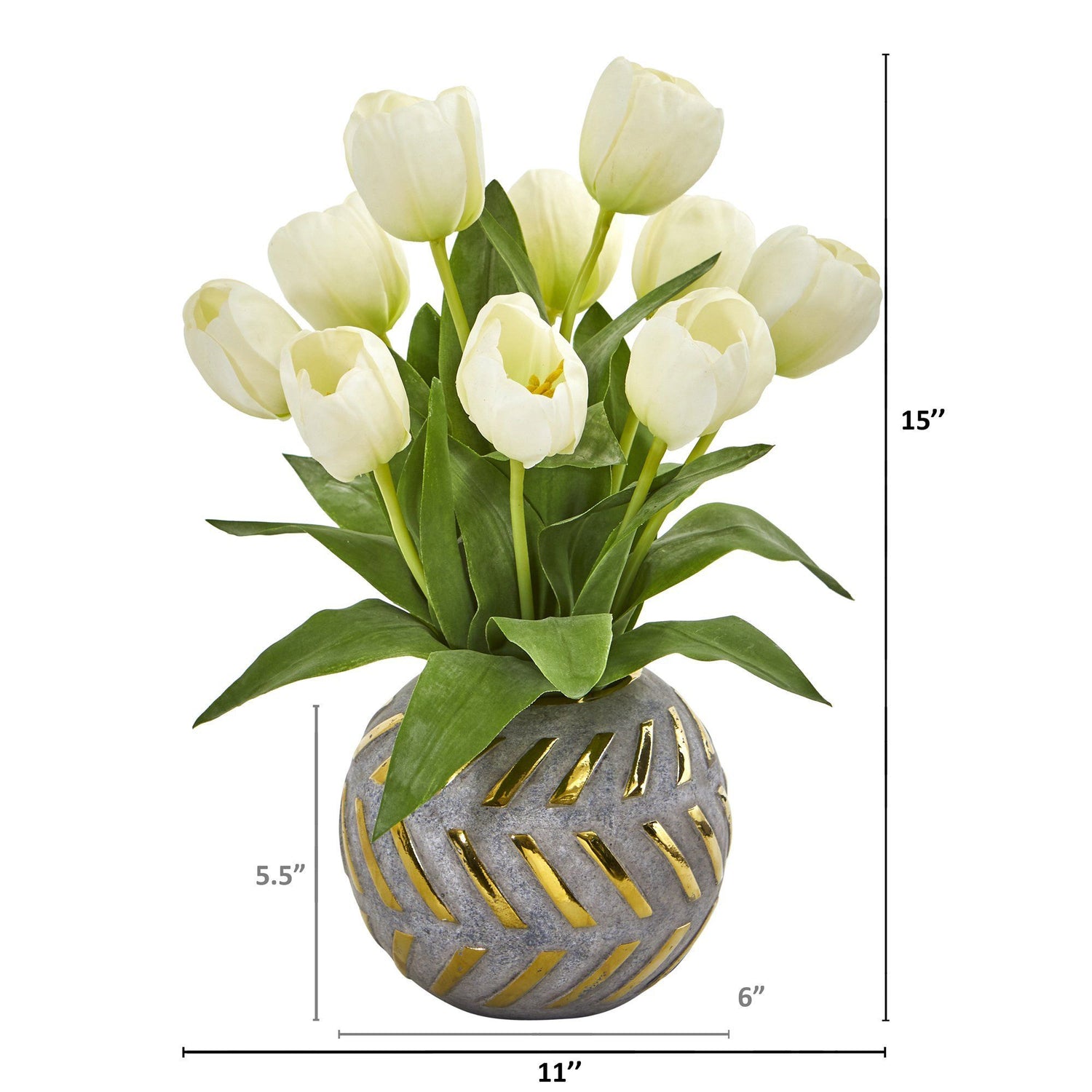 15” Tulip Artificial Arrangement in Decorative Vase