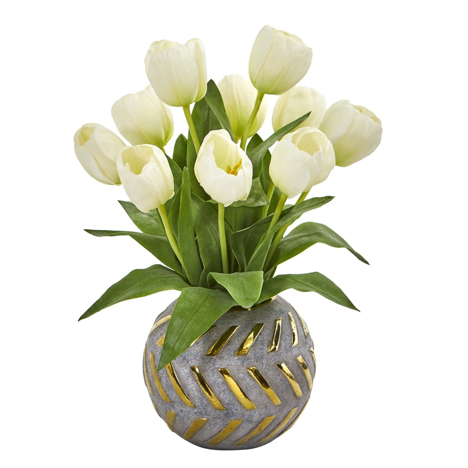 15” Tulip Artificial Arrangement in Decorative Vase