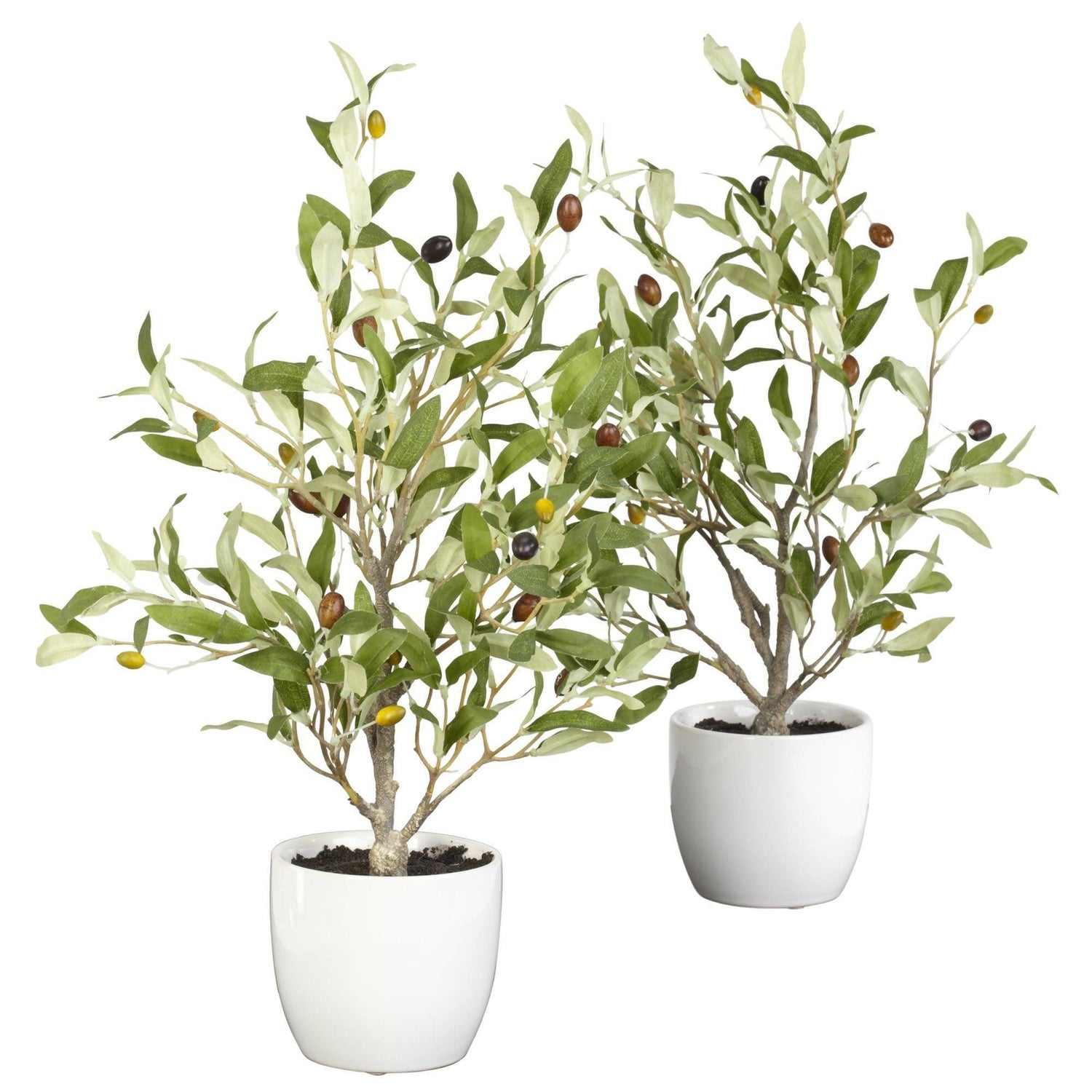 18" Olive Silk Tree w/Vase (Set of 2)"