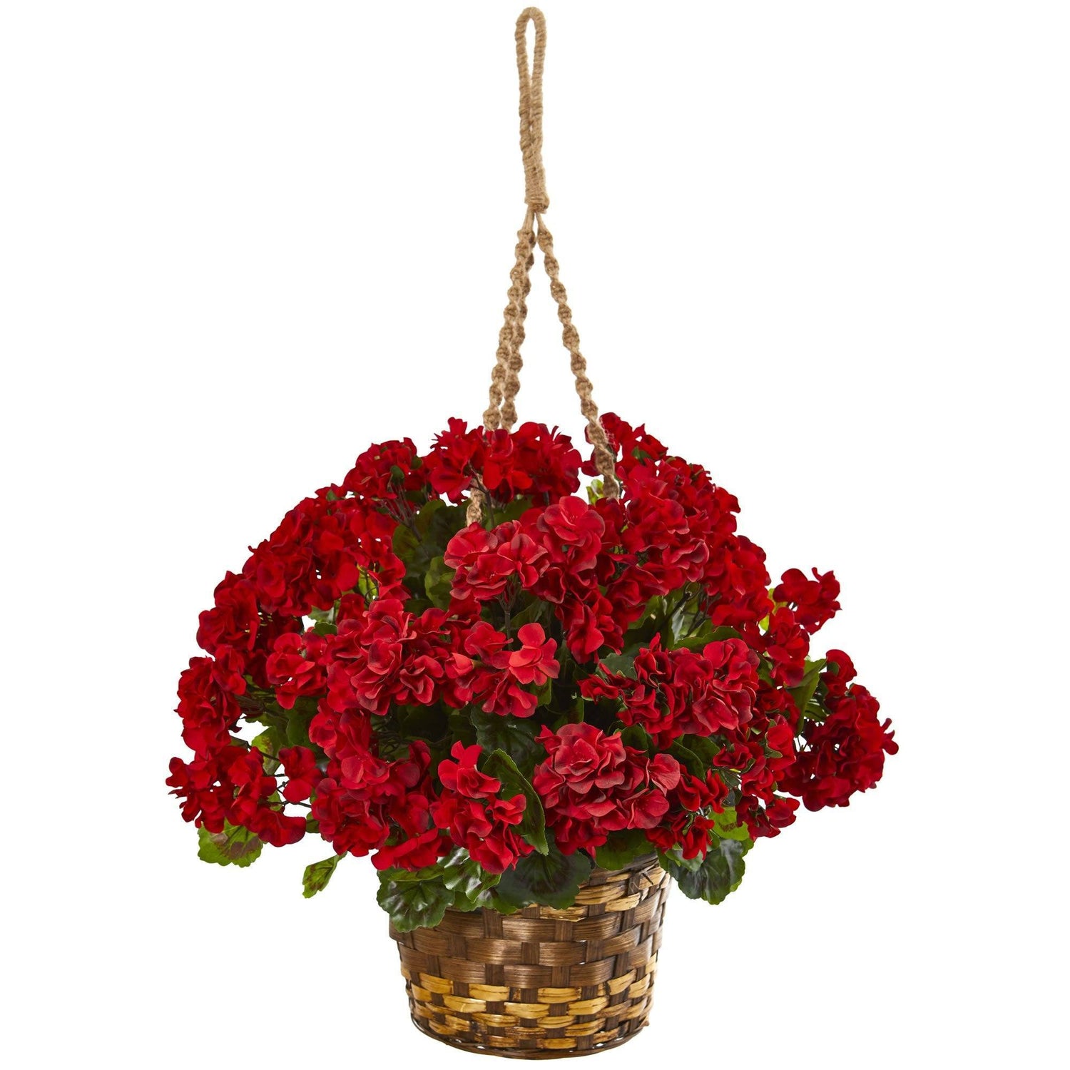 19” Geranium Hanging Basket Artificial Plant UV Resistant (Indoor/Outdoor)