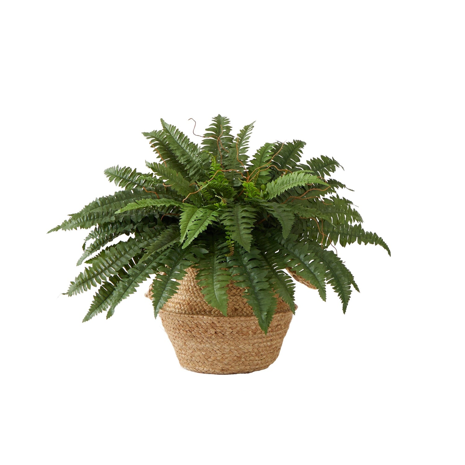 23” Artificial  Boston Fern Plant with Handmade Jute  & Cotton Basket DIY KIT