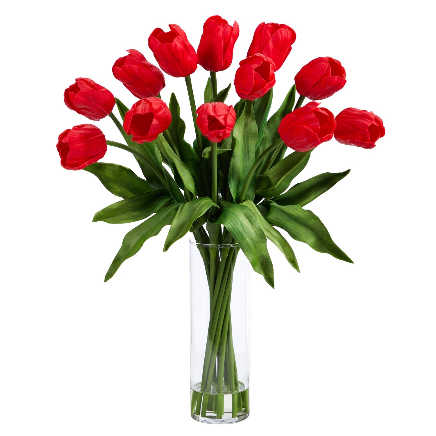 23” Artificial Tulip  Arrangement with Cylinder Glass Vase