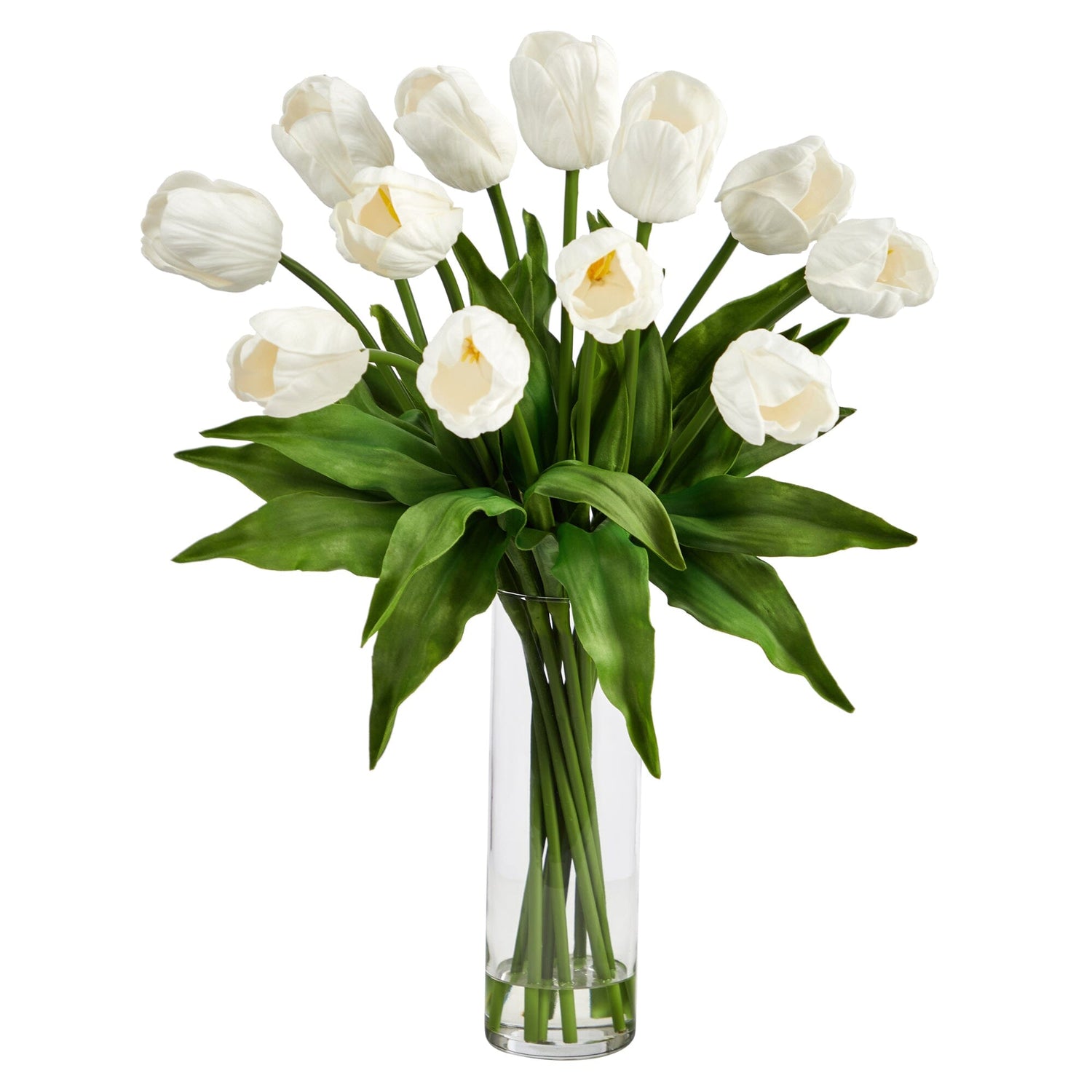 23” Artificial Tulip  Arrangement with Cylinder Glass Vase