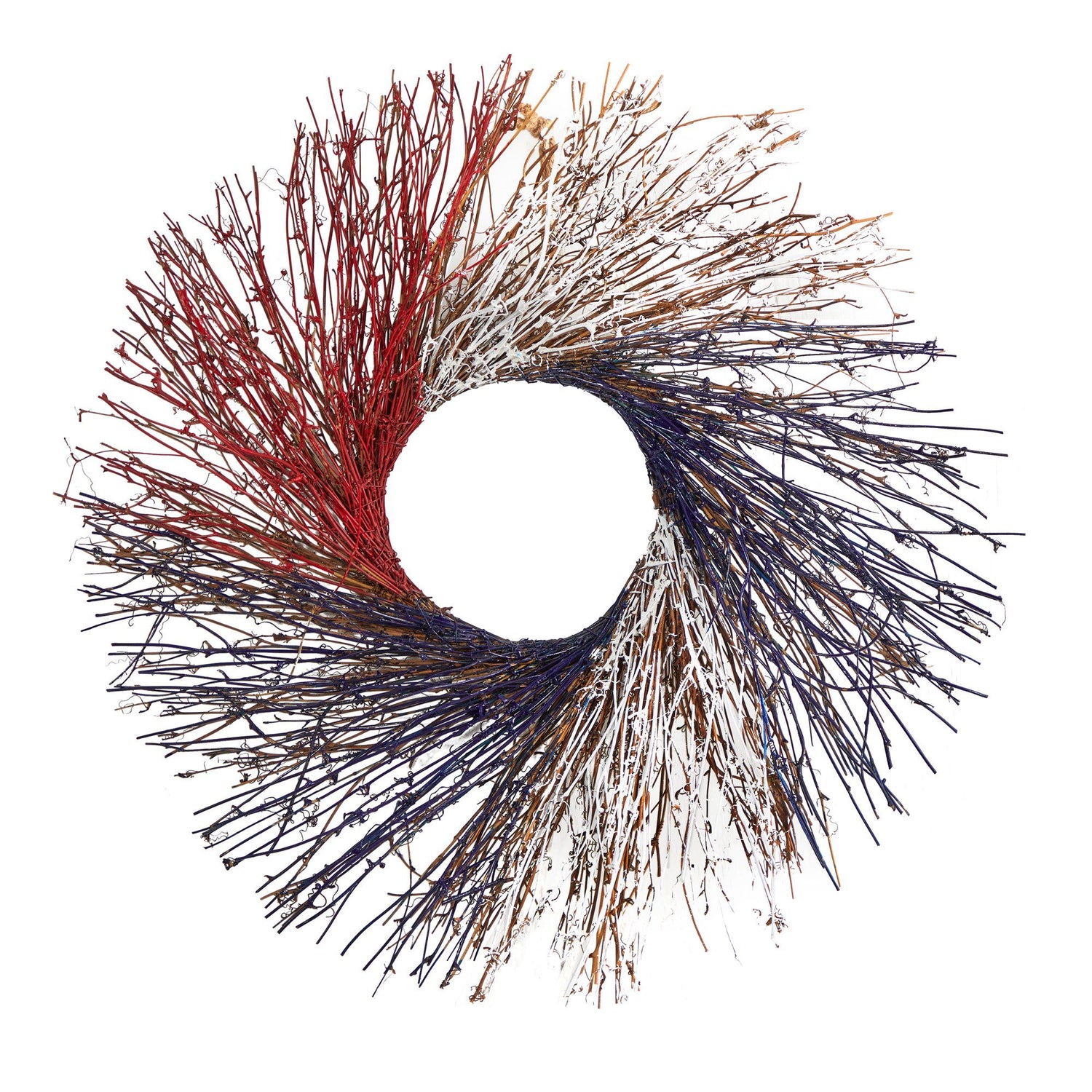 24” Americana Twig Wreath Red White and Blue