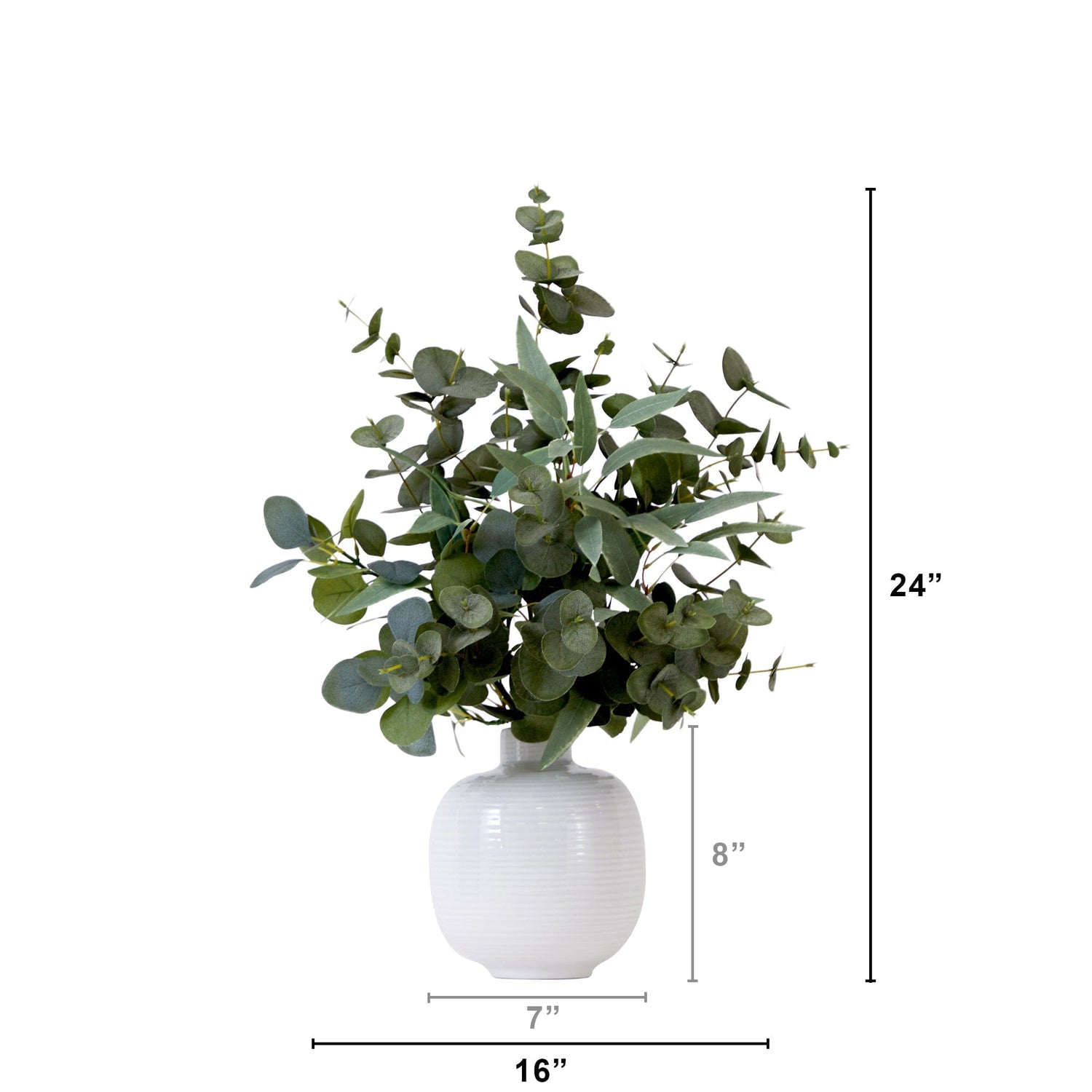 24” Artificial Eucalyptus Leaves Arrangement with Ceramic Planter