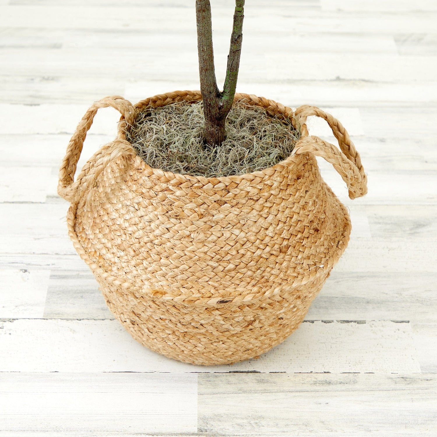 3' Artificial Fiddle Leaf Fig Tree with Handmade Cotton & Jute Woven Basket DIY Kit