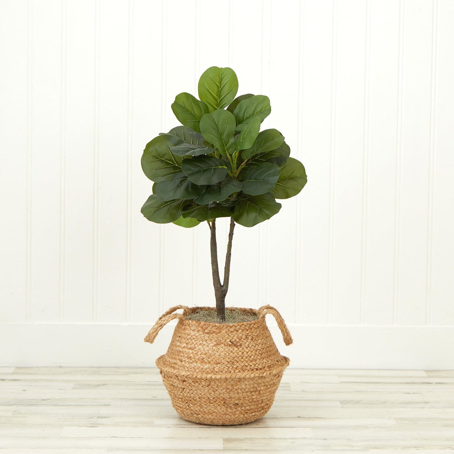 3' Artificial Fiddle Leaf Fig Tree with Handmade Cotton & Jute Woven Basket DIY Kit