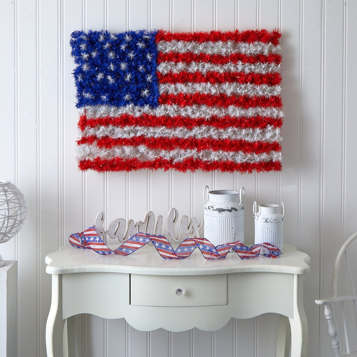 3’ x 2’ Red, White, and Blue “American Flag” Wall Panel with 100 Warm LED Lights (Indoor/Outdoor)