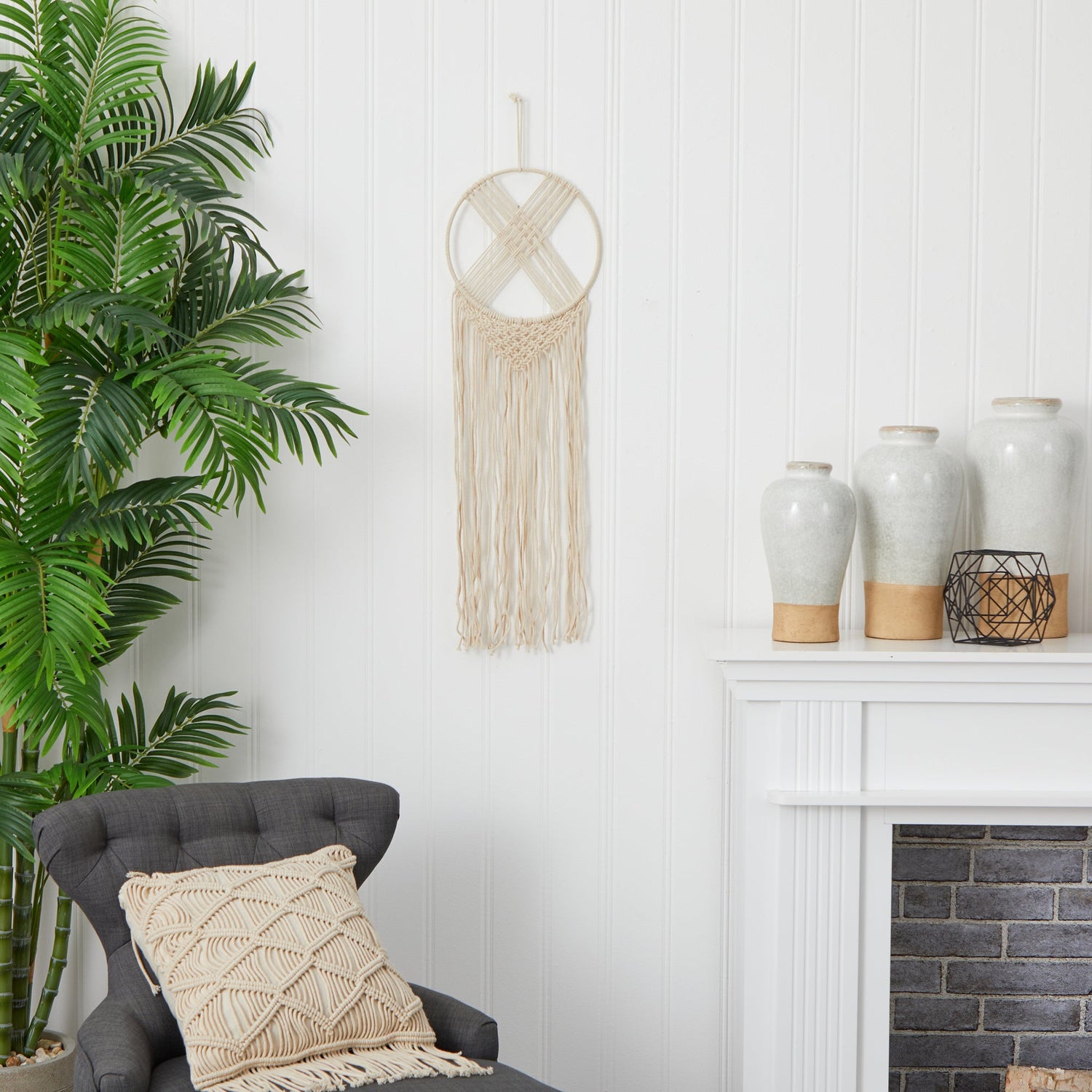 30” Boho Chic Woven Dreamcatcher Macrame Wall Art Décor