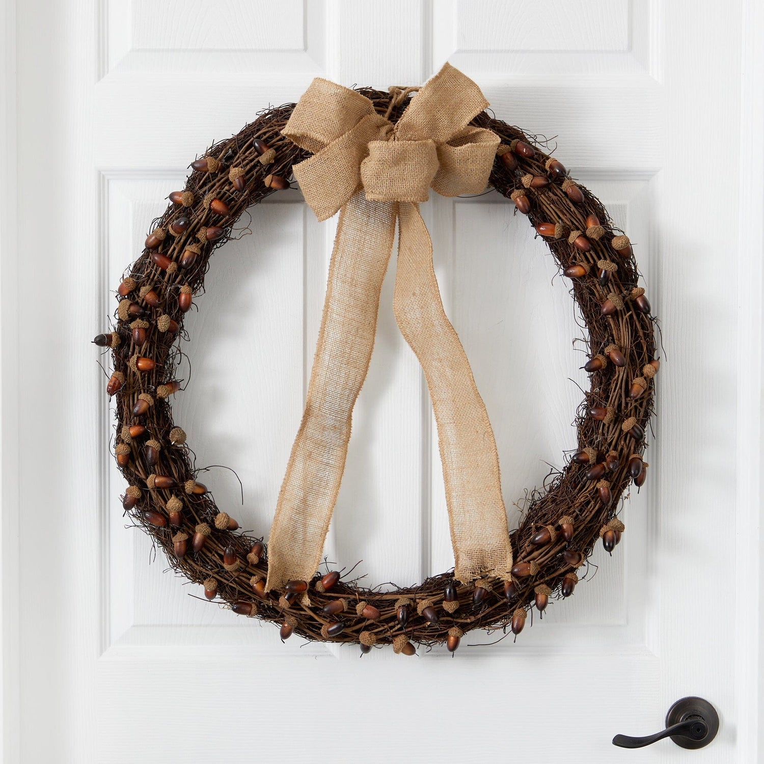 30” Fall Acorn and Decorative Bow Autumn Wreath