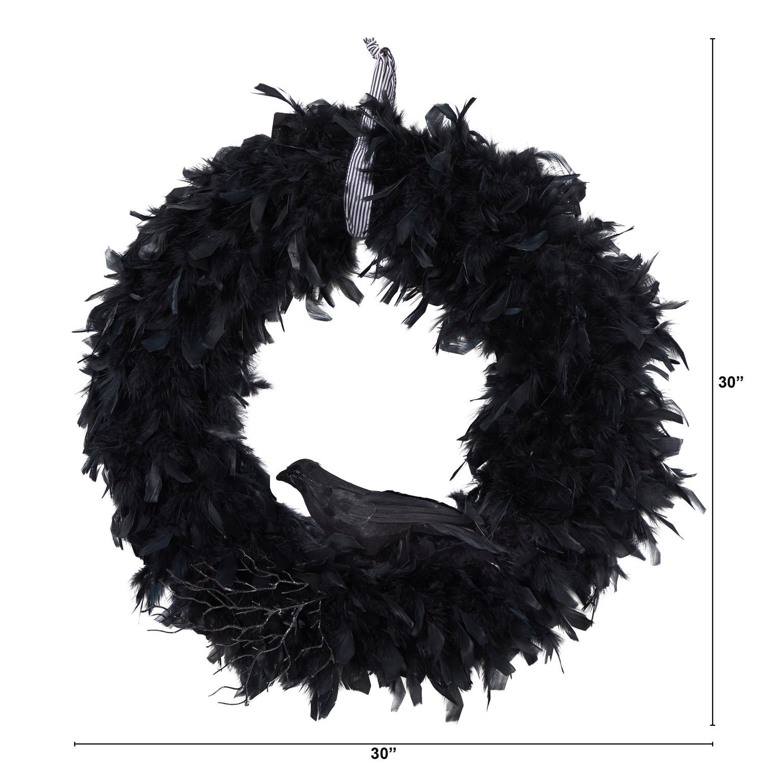 30" Halloween Raven Feather Wreath"