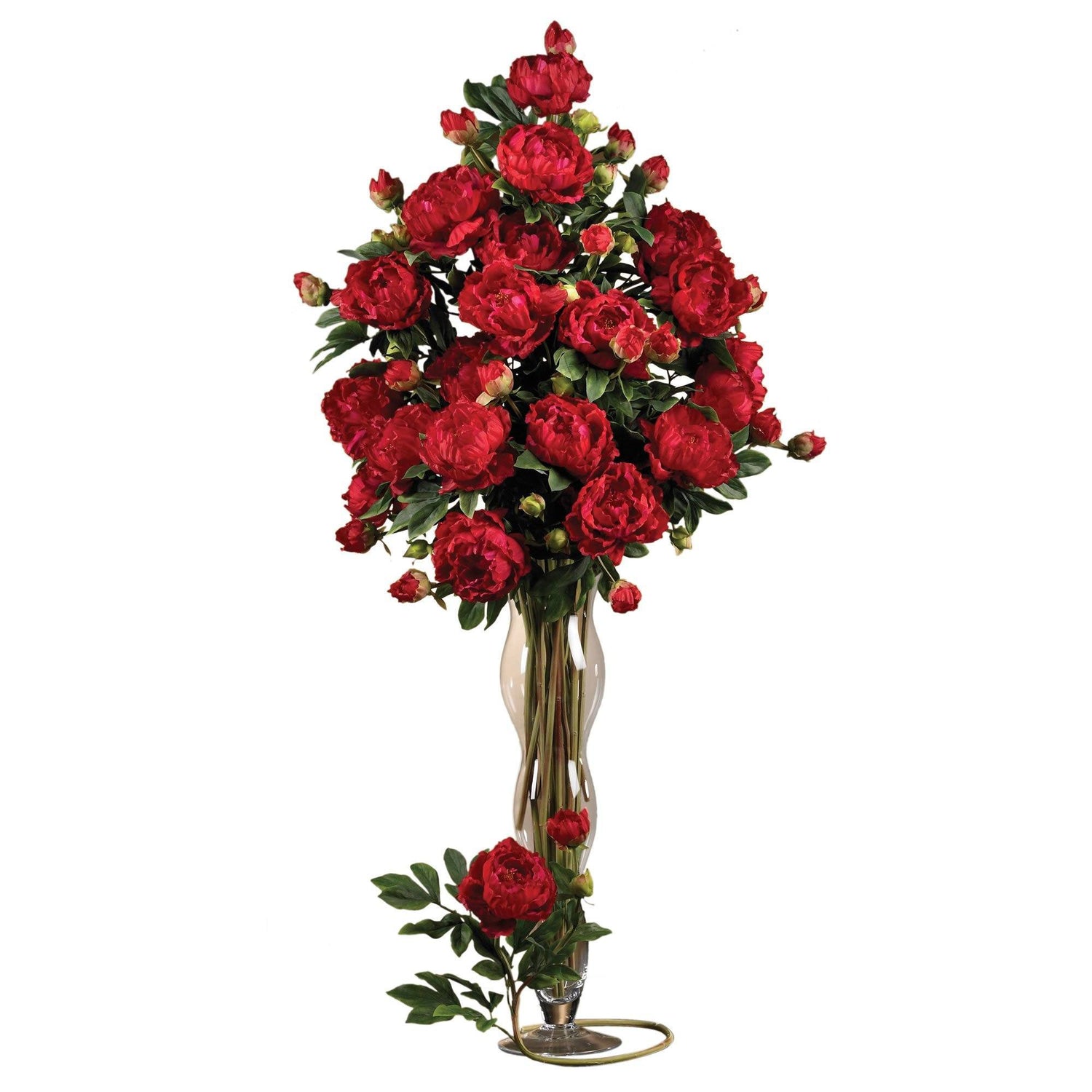 38.5" Peony w/Leaves Stem (Set of 12)"