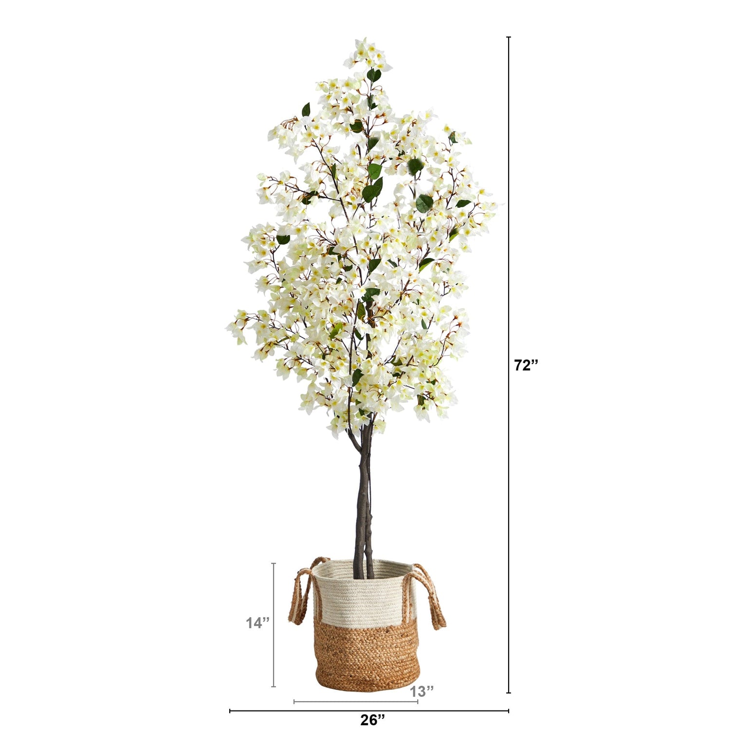 6’ Artificial Bougainvillea Tree with Handmade Jute & Cotton Basket