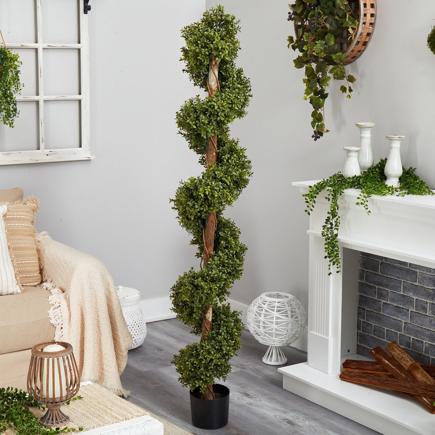 6’ Boxwood Topiary Spiral Artificial Tree (Indoor/Outdoor)