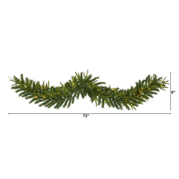 6’ Green Pine Artificial Christmas Garland with 35 Clear LED Lights