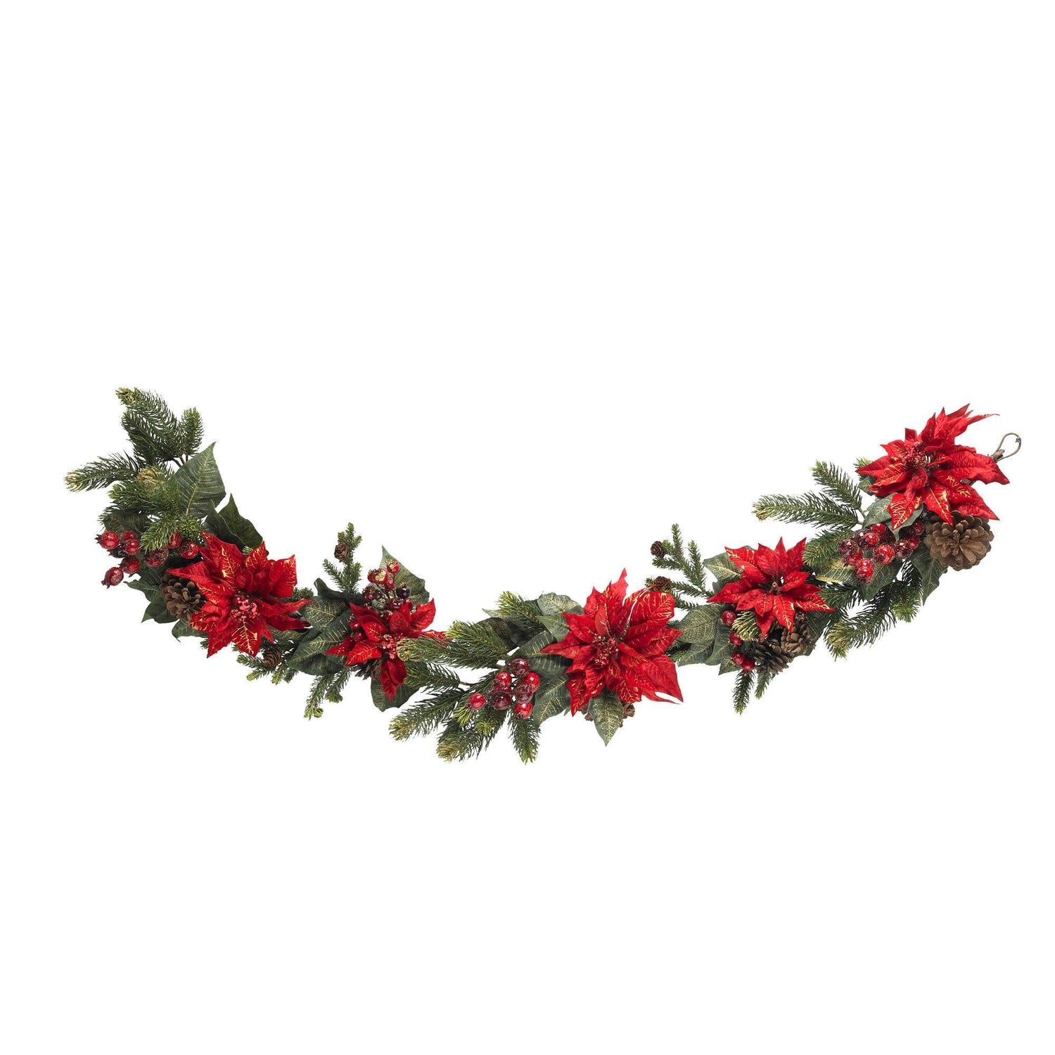 60" Poinsettia & Berry Garland"