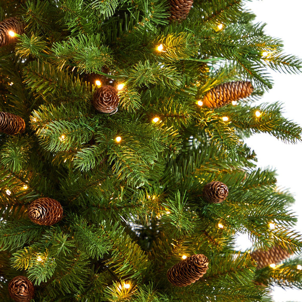 7’ Fraser Fir Artificial Christmas Tree with 300 LED Lights and 1179 Bendable Branches