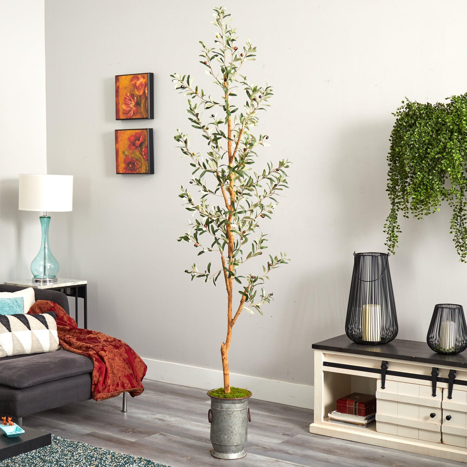 7.5’ Olive Artificial Tree in Decorative Planter