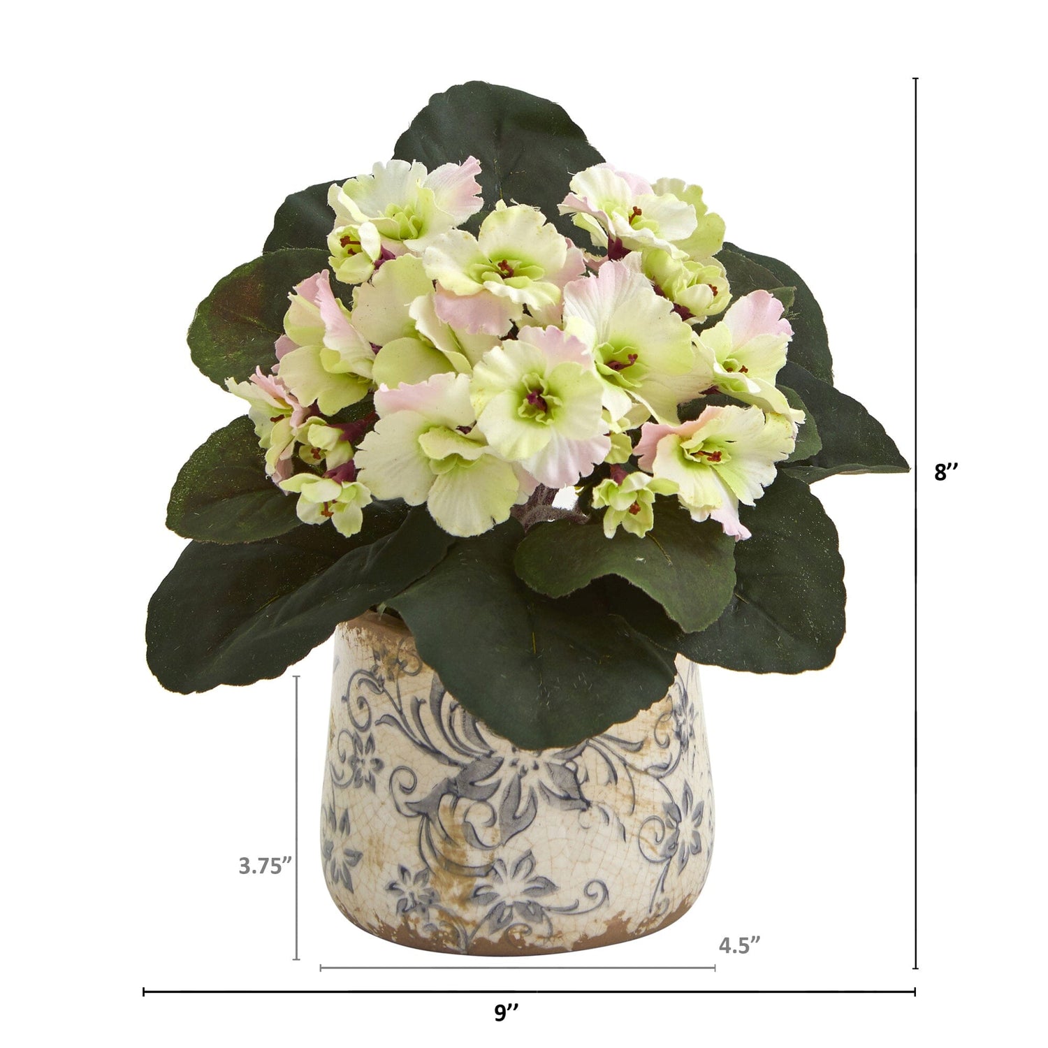 8” African Violet Artificial Plant in Floral Design Vase (Set of 2)