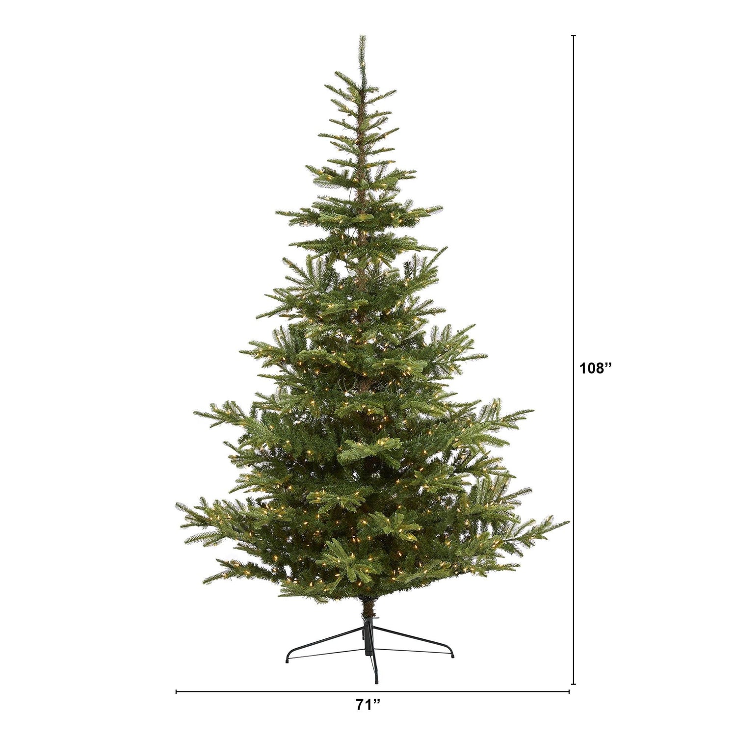 9’ Layered Washington Spruce Artificial Christmas Tree with 750 Clear LED Lights and 2055 Bendable Branches