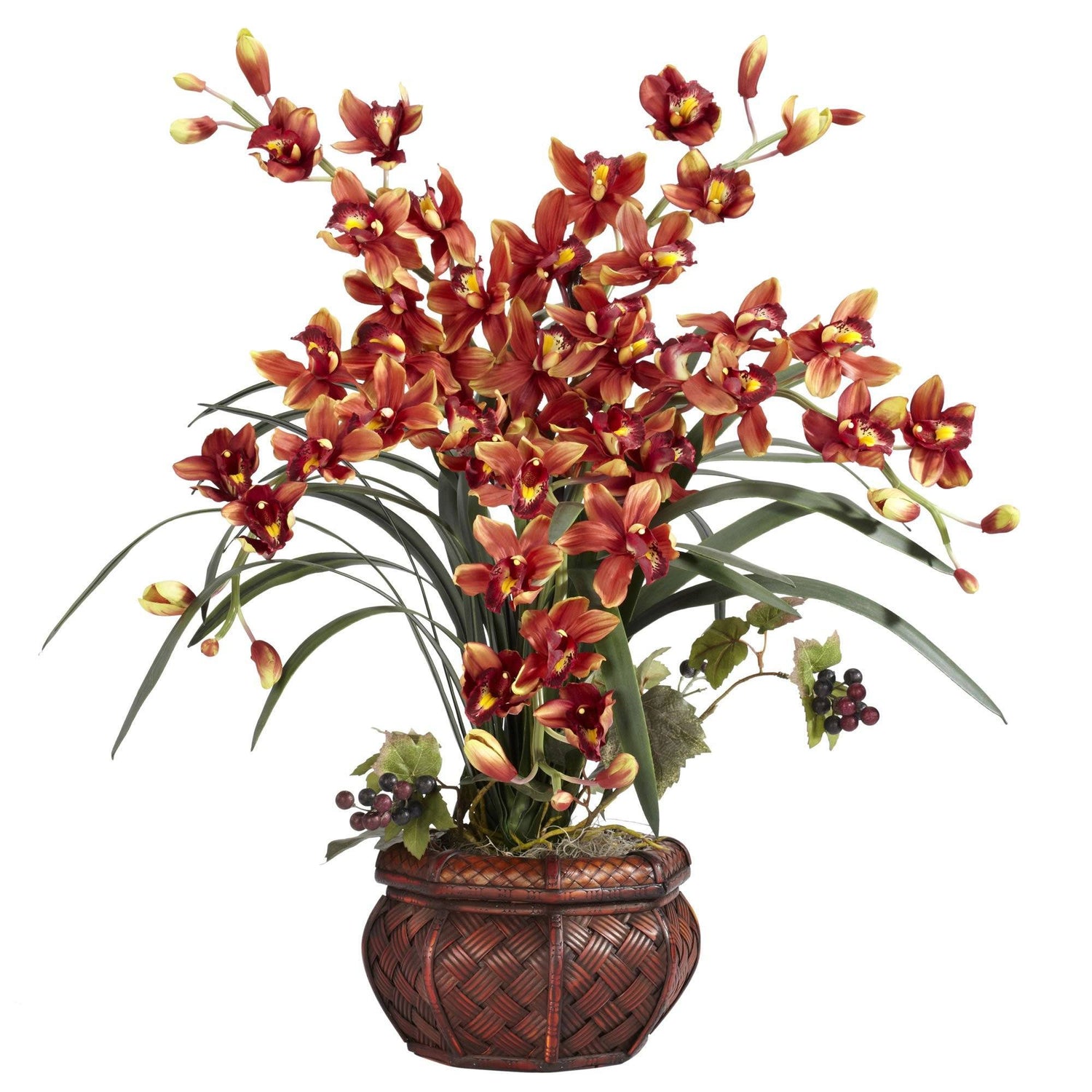 Cymbidium w/Decorative Vase Silk Arrangement