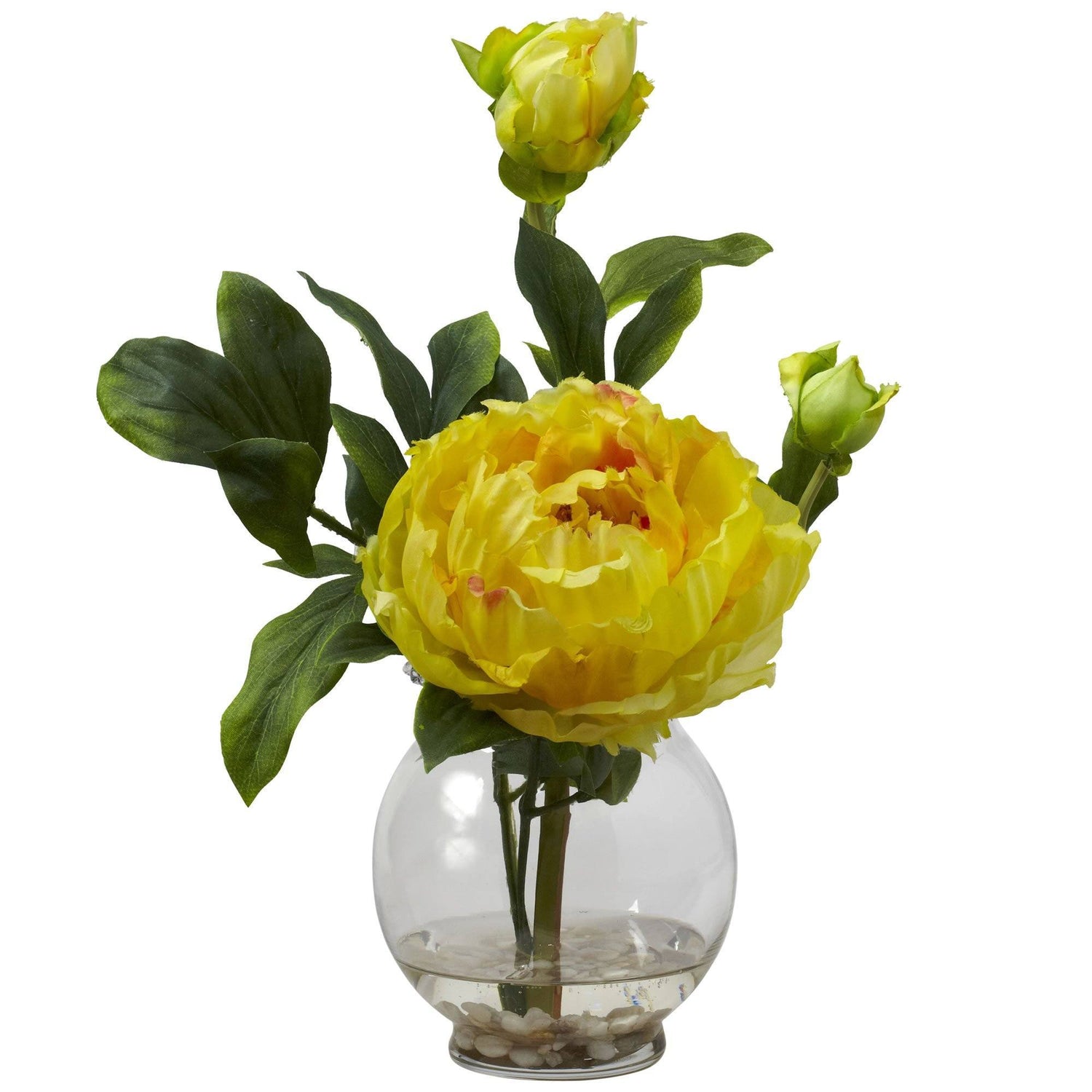 Peony w/Fluted Vase Silk Flower Arrangement