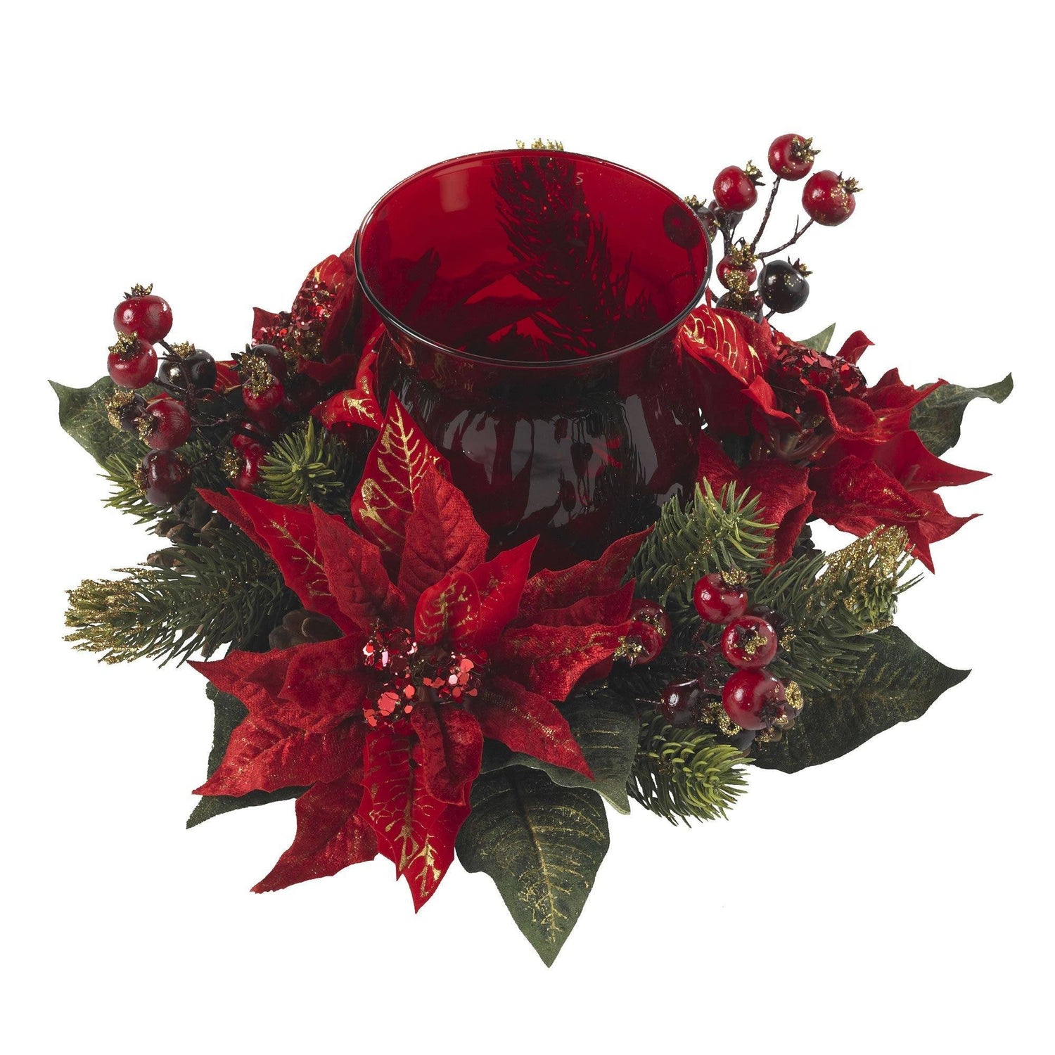 Poinsettia & Berry Candelabrum